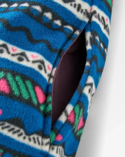 Ace Recycled Polar Fleece Overalls - Mountain Geo Tidal Blue