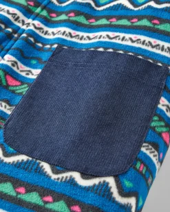 Ace Recycled Polar Fleece Overalls - Mountain Geo Tidal Blue