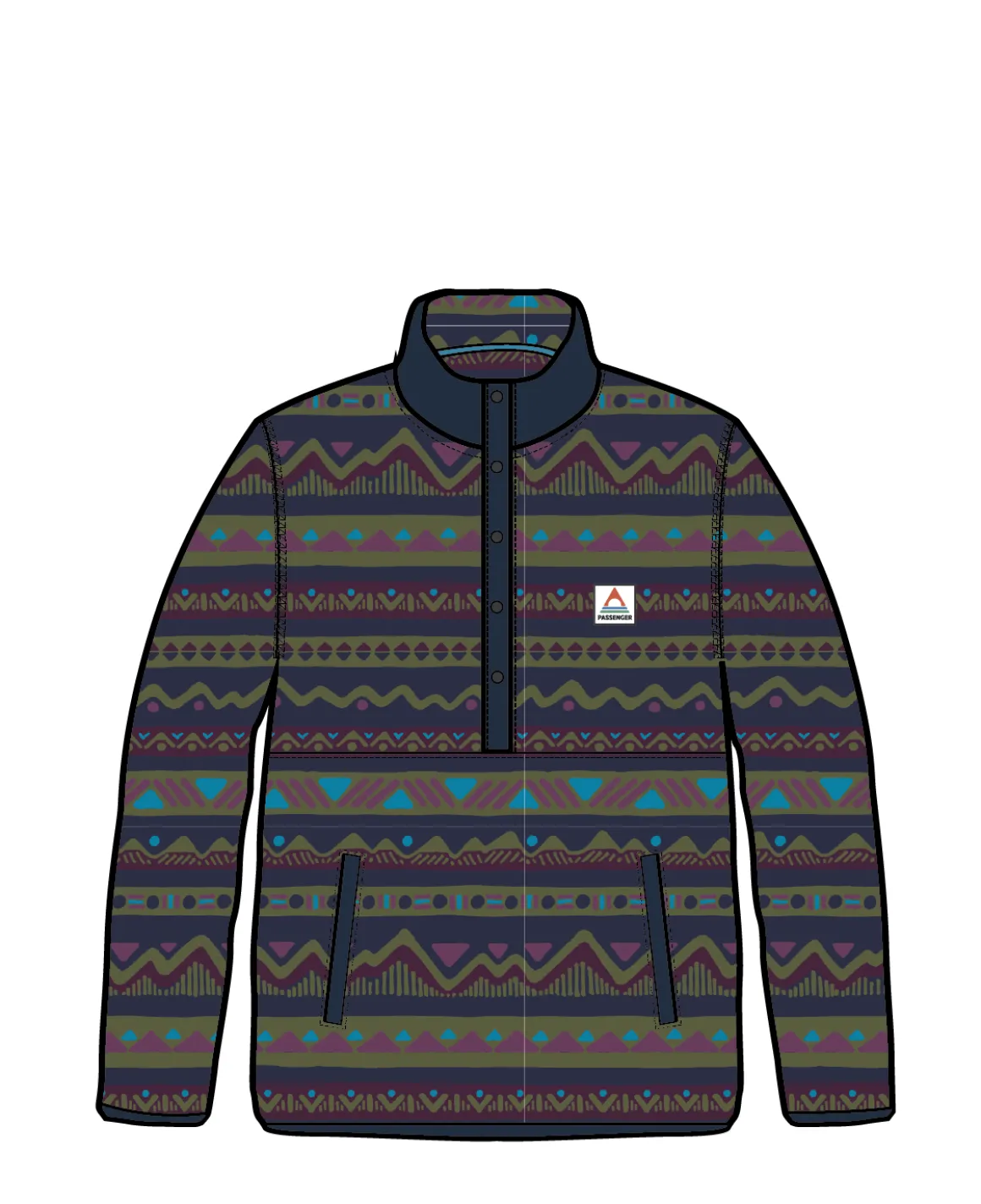 Adrift Recycled Polar Fleece - Mountain Geo Multi