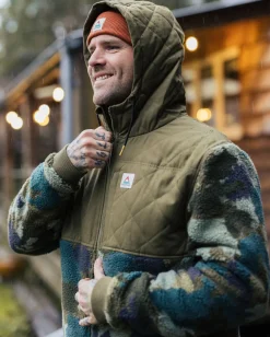 Adventure 2.0 Recycled Deep-Pile Sherpa Fleece - Alpine Camo Khaki Green