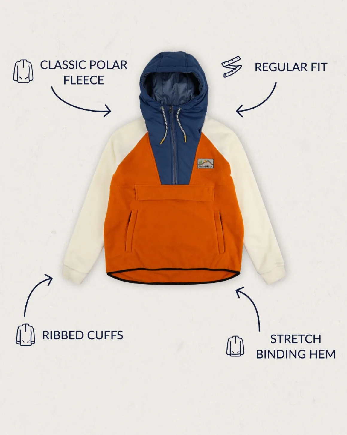 Alexander Recycled Polar Hooded Fleece - Sunrise Orange