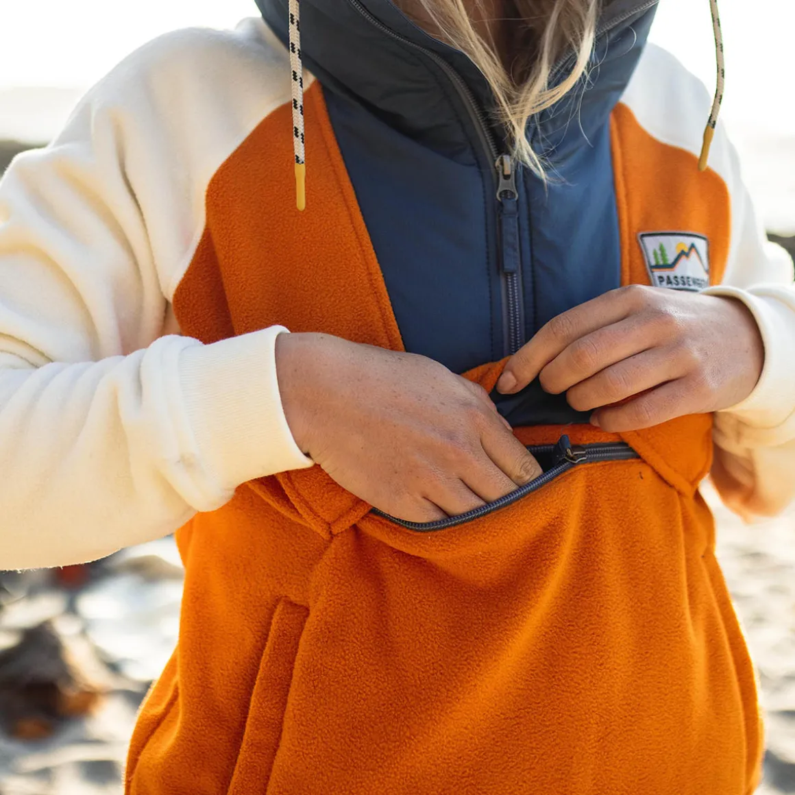 Alexander Recycled Polar Hooded Fleece - Sunrise Orange