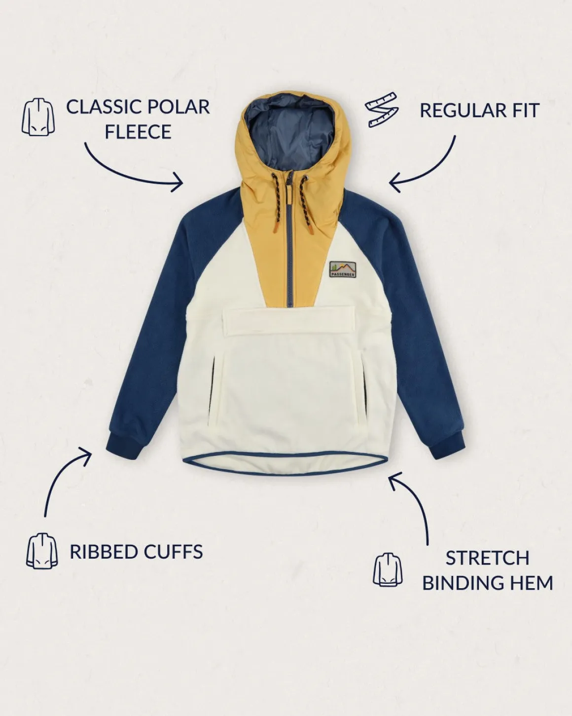 Alexander Recycled Polar Hooded Fleece - Egret