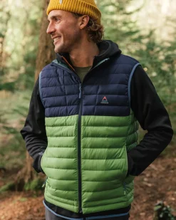 Ashland Down Recycled Vest - Rich Navy/Pear Green