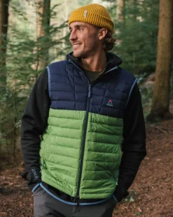 Ashland Down Recycled Vest - Rich Navy/Pear Green