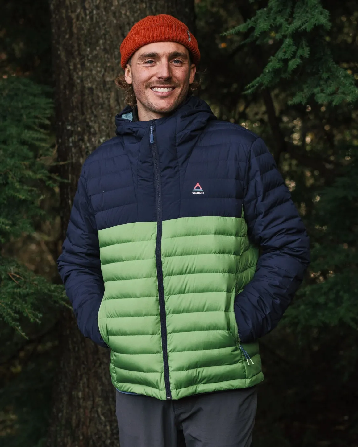Ashland Recycled Down Jacket - Rich Navy/Pear Green