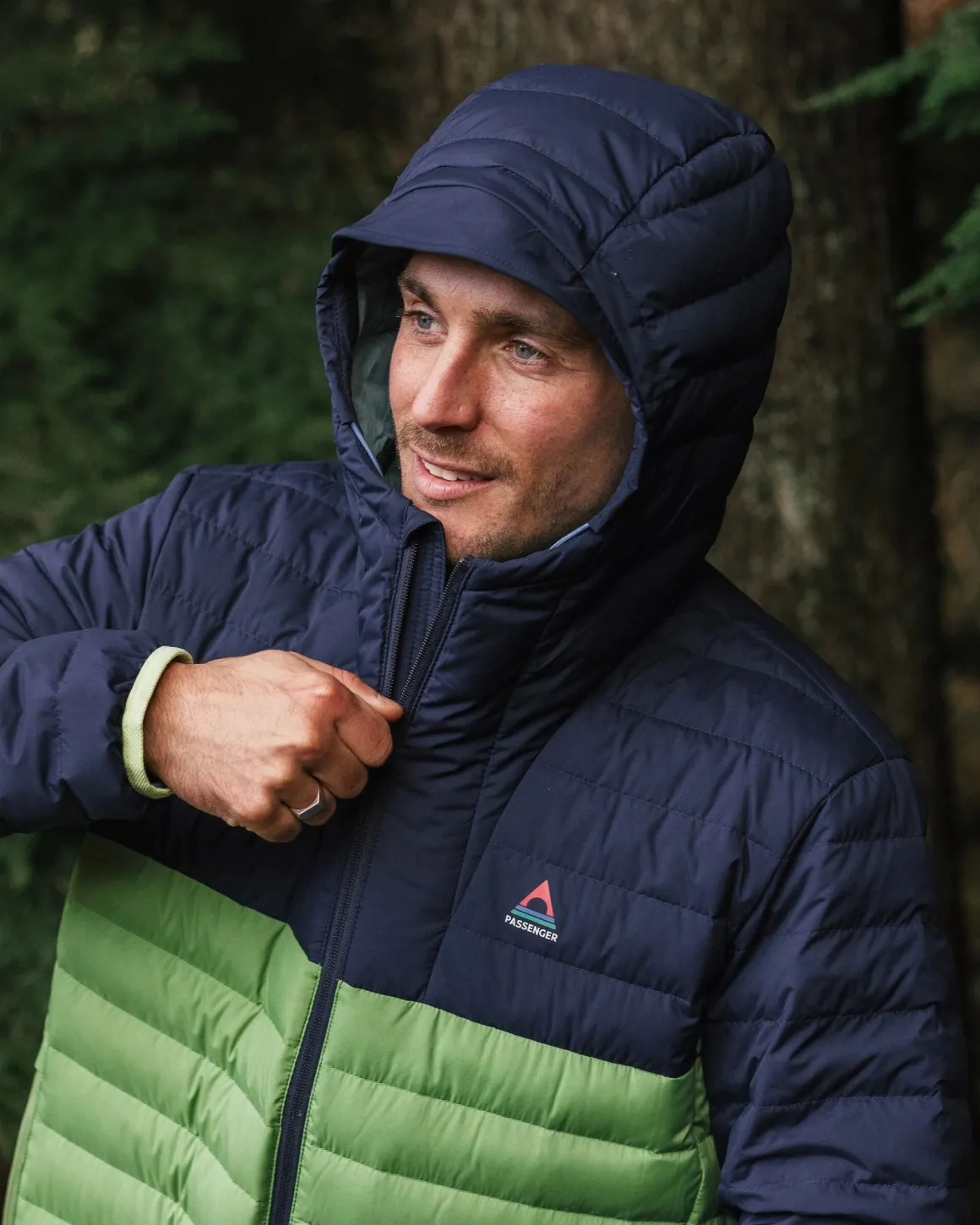 Ashland Recycled Down Jacket - Rich Navy/Pear Green