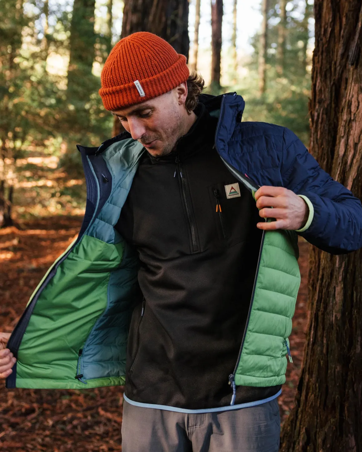 Ashland Recycled Down Jacket - Rich Navy/Pear Green