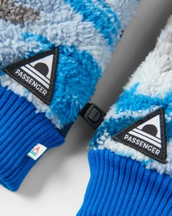 Avalanche Recycled Sherpa Mittens - Abstract Mountain Blue Steel