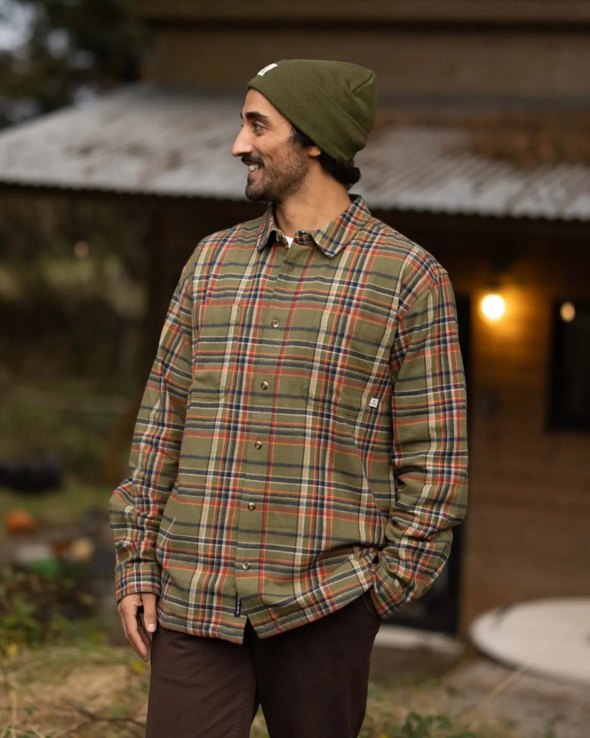 Backcountry Long Sleeve Shirt - Khaki Green Check