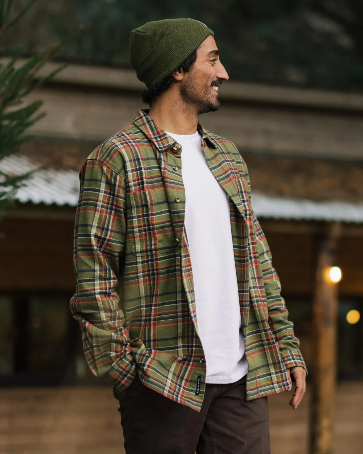 Backcountry Long Sleeve Shirt - Khaki Green Check