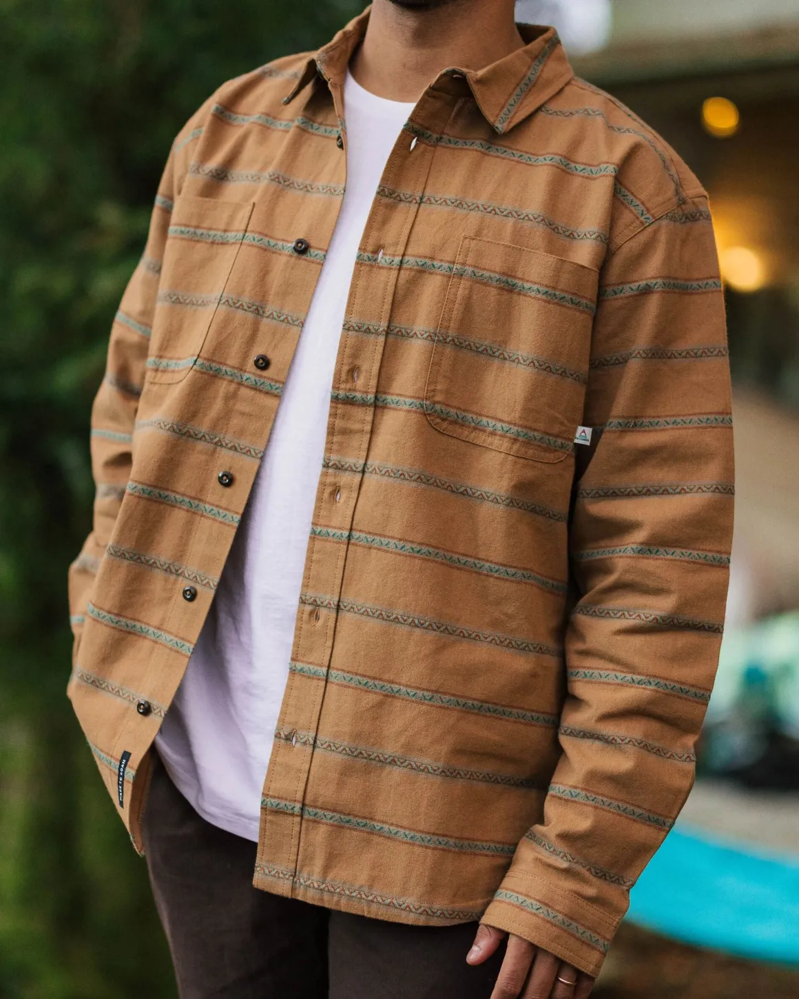 Backcountry Stripe Long Sleeve Shirt - Toffee Jacquard