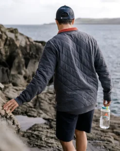 Bark Recycled Quilted Button Up Sweatshirt - Charcoal