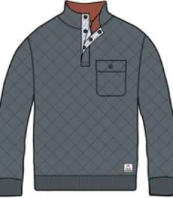 Bark Recycled Quilted Button Up Sweatshirt - Charcoal