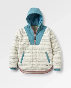 Beaumont Recycled Sherpa Hooded Fleece - Mountain Geo Vintage White