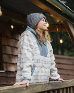 Beaumont Recycled Sherpa Hooded Fleece - Mountain Geo Vintage White