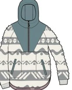 Beaumont Recycled Sherpa Hooded Fleece - Mountain Geo Vintage White