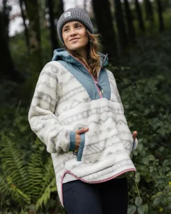 Beaumont Recycled Sherpa Hooded Fleece - Mountain Geo Vintage White