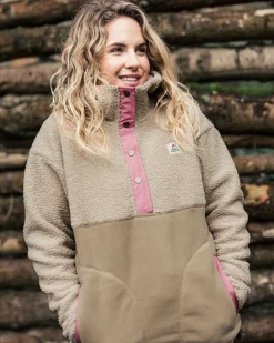 Calla Hooded Recycled Polar-Lined Fleece - Feather/Biscuit