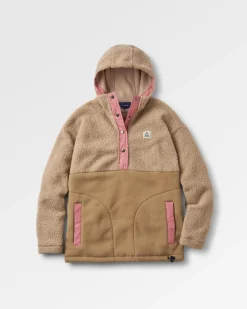 Calla Hooded Recycled Polar-Lined Fleece - Feather/Biscuit