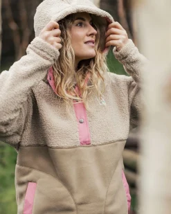 Calla Hooded Recycled Polar-Lined Fleece - Feather/Biscuit