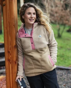 Calla Hooded Recycled Polar-Lined Fleece - Feather/Biscuit