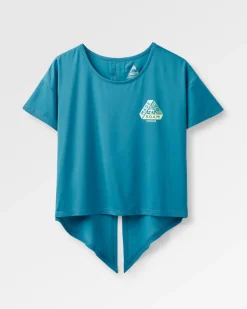 Chakra Tie Back Active Recycled T-Shirt - Blue Steel