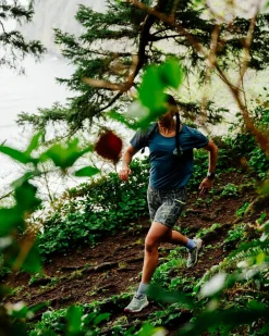 Chakra Tie Back Active Recycled T-Shirt - Blue Steel