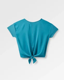 Chakra Tie Back Active Recycled T-Shirt - Blue Steel