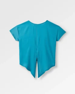 Chakra Tie Back Active Recycled T-Shirt - Blue Steel