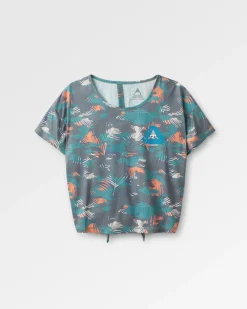 Chakra Tie Back Active Recycled T-Shirt - Palm Camo Deep Sea