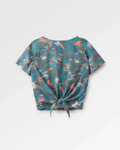 Chakra Tie Back Active Recycled T-Shirt - Palm Camo Deep Sea