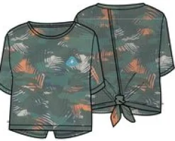 Chakra Tie Back Active Recycled T-Shirt - Palm Camo Deep Sea