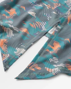 Chakra Tie Back Active Recycled T-Shirt - Palm Camo Deep Sea