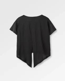 Chakra Tie Back Active Recycled T-Shirt - Black