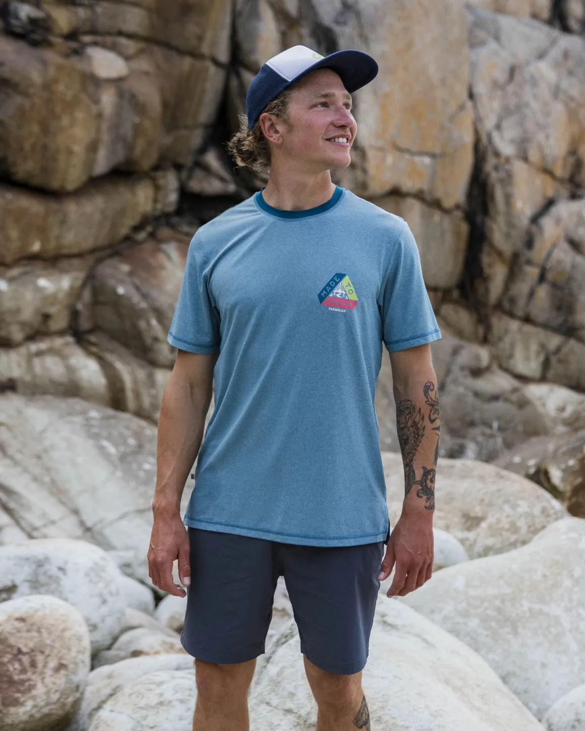 Classic Active Recycled T-Shirt - Blue Steel Marl