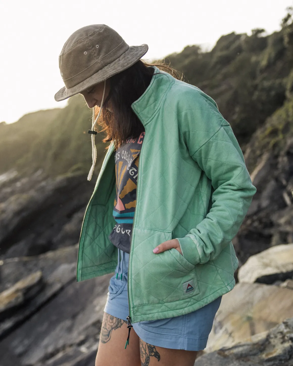 Clementine Quilted Full Zip - Green Spruce