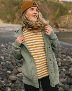 Clementine Recycled Quilted Button Up Hoodie - Pistachio