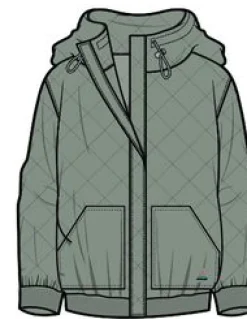 Clementine Recycled Quilted Button Up Hoodie - Pistachio