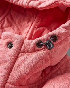 Clementine Recycled Quilted Button Up Hoodie - Shell Pink