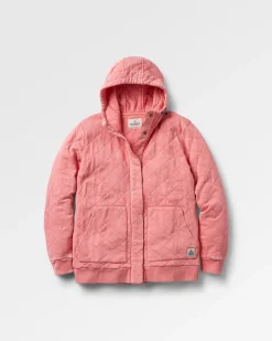 Clementine Recycled Quilted Button Up Hoodie - Shell Pink