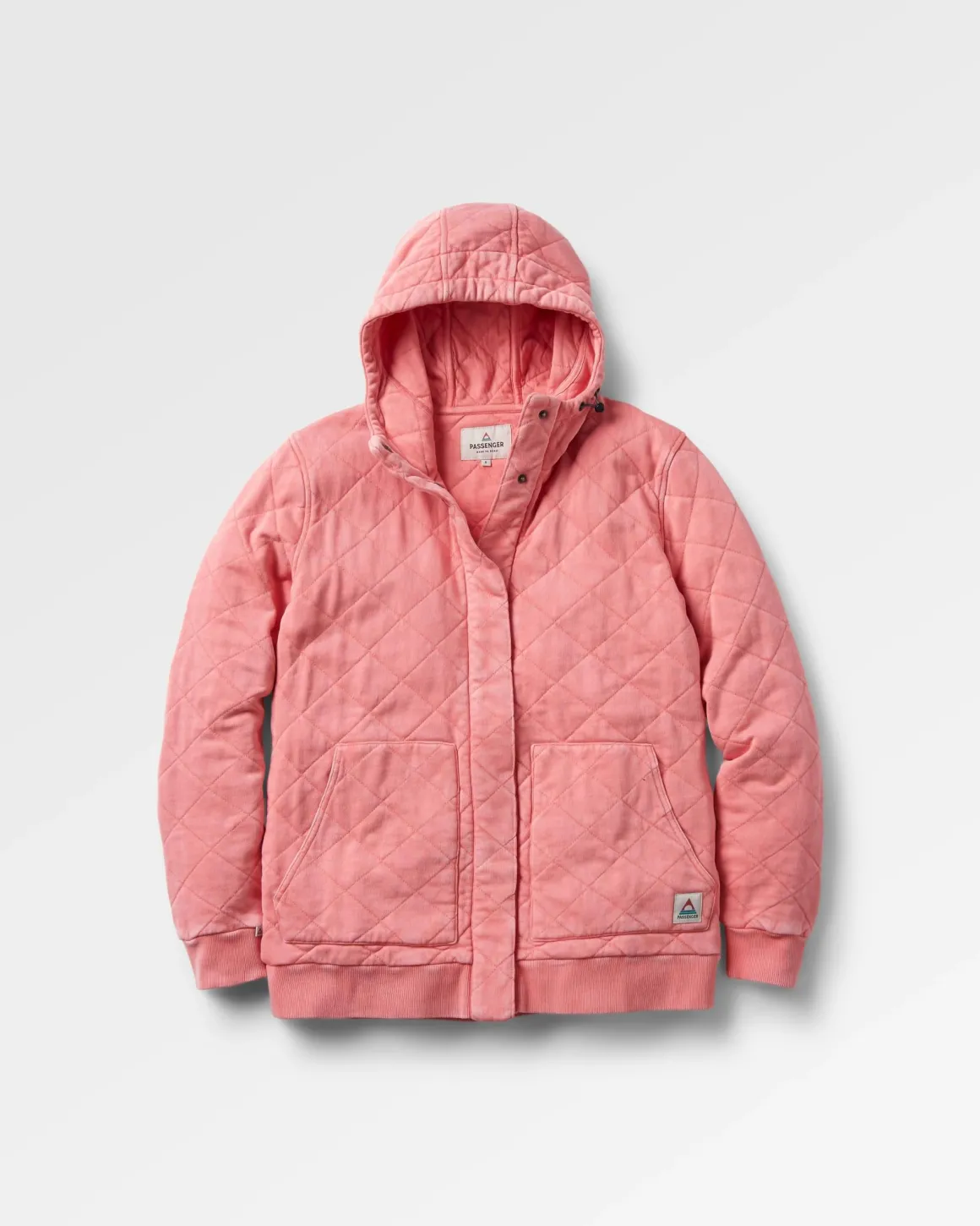 Clementine Recycled Quilted Button Up Hoodie - Shell Pink
