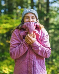 Clementine Recycled Quilted Button Up Hoodie - Mauve Haze