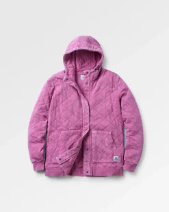 Clementine Recycled Quilted Button Up Hoodie - Mauve Haze