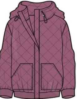 Clementine Recycled Quilted Button Up Hoodie - Mauve Haze