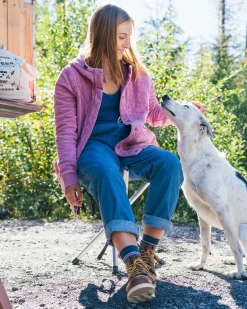 Clementine Recycled Quilted Button Up Hoodie - Mauve Haze