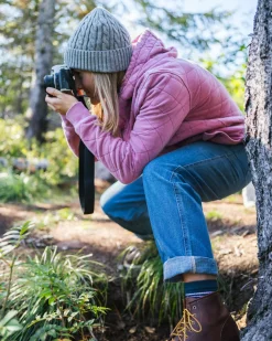 Clementine Recycled Quilted Button Up Hoodie - Mauve Haze