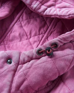 Clementine Recycled Quilted Button Up Hoodie - Mauve Haze