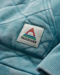 Clementine Recycled Quilted Button Up Hoodie - Blue Pool