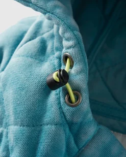 Clementine Recycled Quilted Button Up Hoodie - Blue Pool